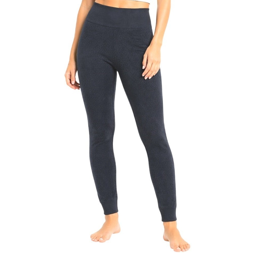 One5One Fleece Lined Leggings Women S/M Navy Blue Textured High Waist Cozy Warm
